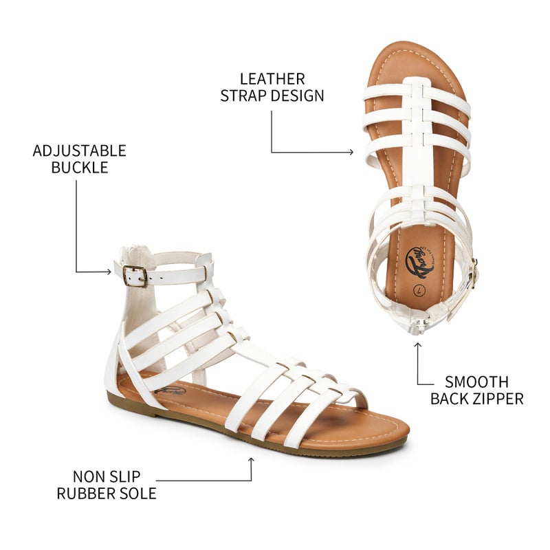 Trary Women's Sandal, Comfortable Gladiator Sandals Ankle Strap Flats Sandalias Para Mujer Beach Sandals Wide Width Open Toe Cross Strappy Sandals for Women Dressy Summer - Image 4